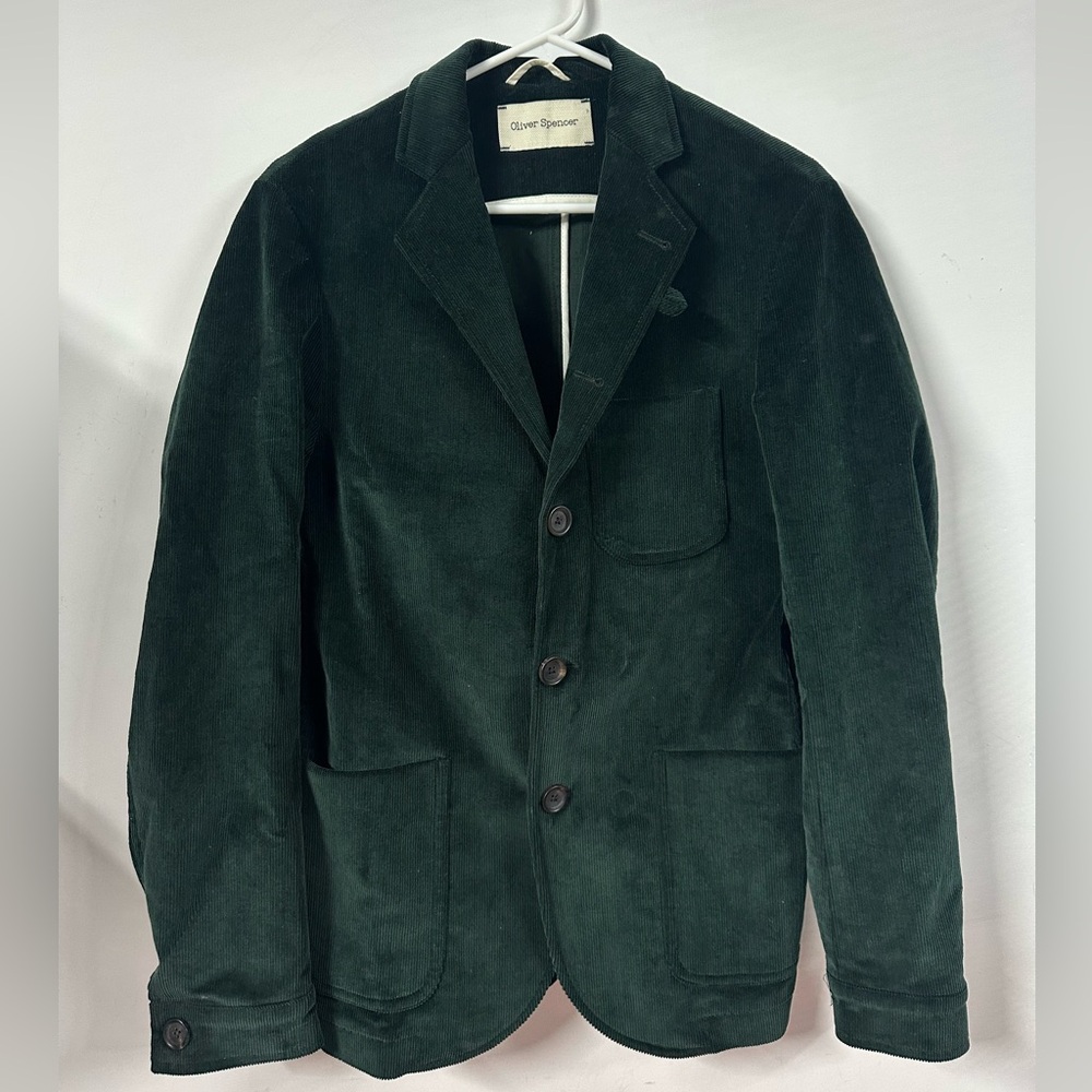 Oliver Spencer Corduroy Jacket Blazer Sport Coat Size 36 Green Mens